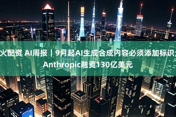 火配资 AI周报｜9月起AI生成合成内容必须添加标识;Anthropic融资130亿美元